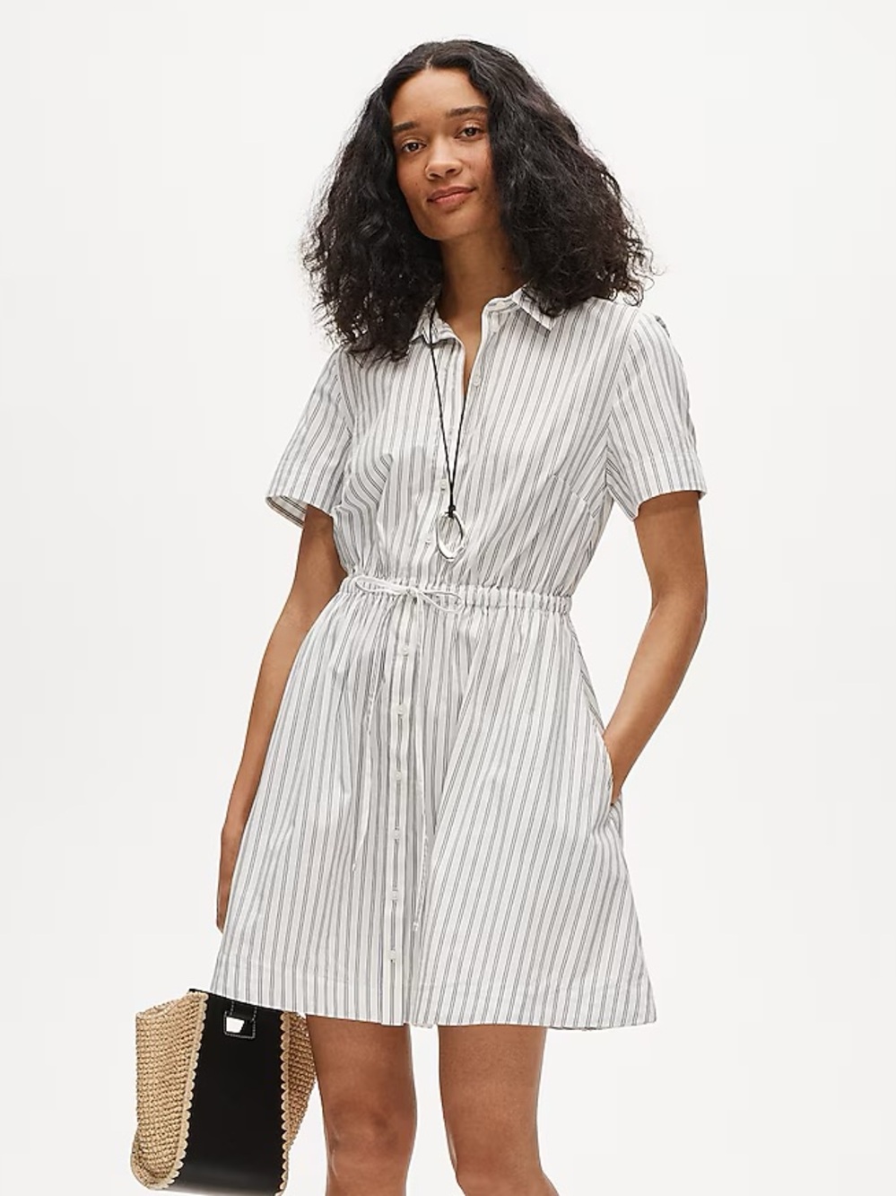 NWT J.Crew Cerise Mini Shirt-Dress Striped Poplin Size 10 CU152